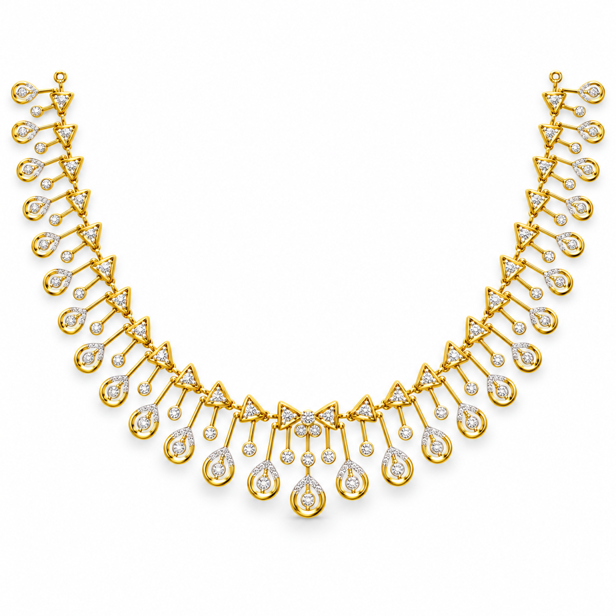 Triangle Teardrop Diamond Necklace - front view