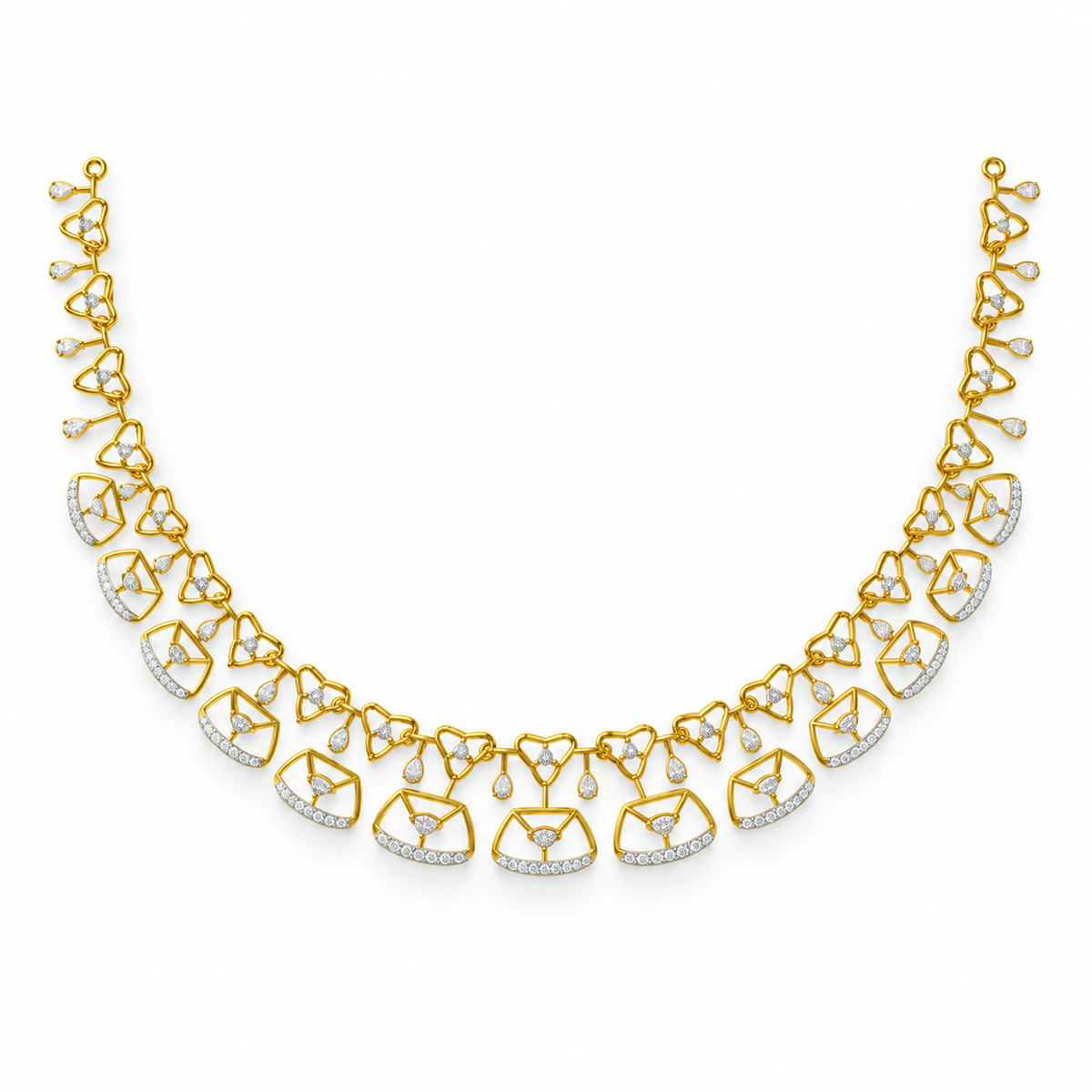 Abstract Fan Diamond Necklace - front view