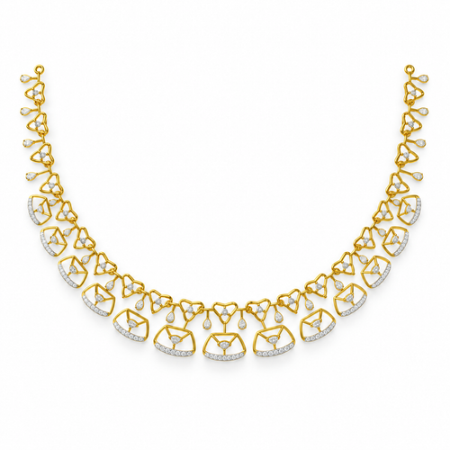 Abstract Fan Diamond Necklace - front view