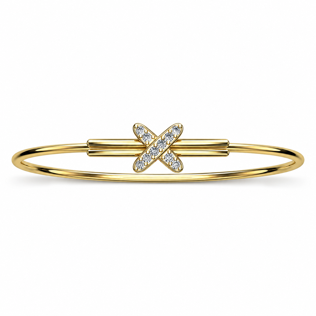 Crossover Diamond Ribbon Bangle - product view