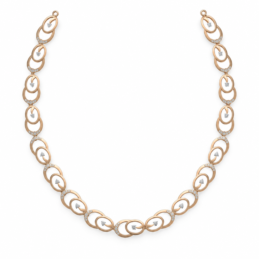Floating Heart Loop Diamond Necklace - front view