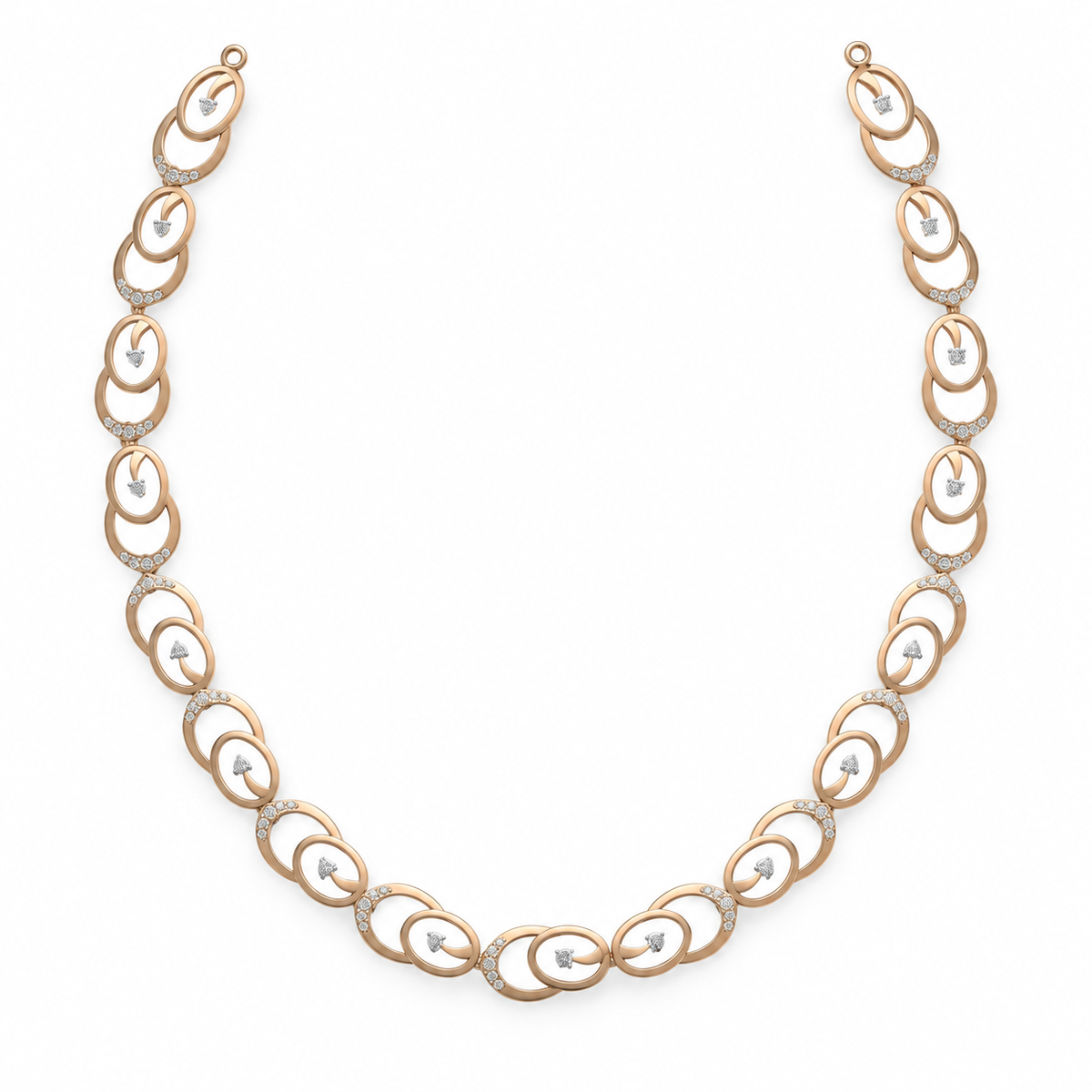 Floating Heart Loop Diamond Necklace - front view