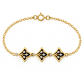 Black Enamel Trefoil Diamond Bracelet - product view