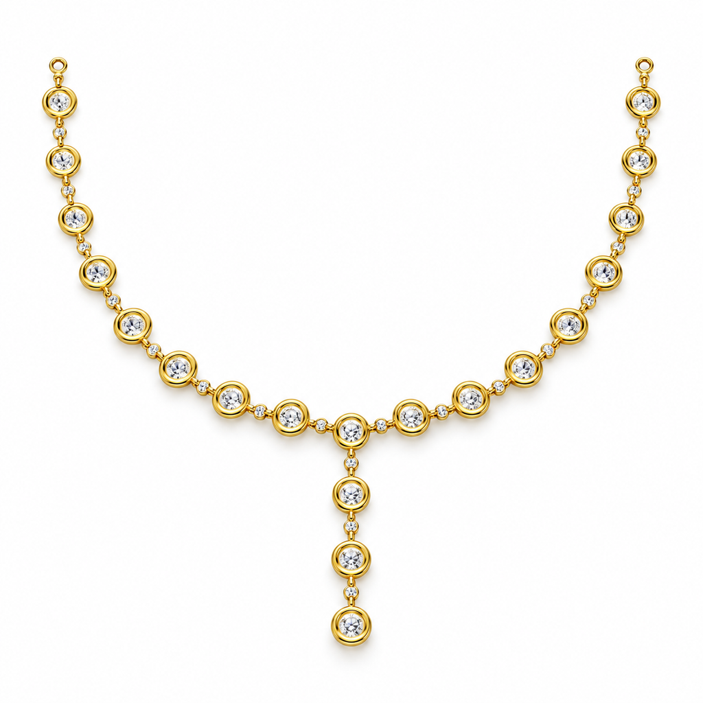 Bezel Solitaire Y-Drop Necklace - front view