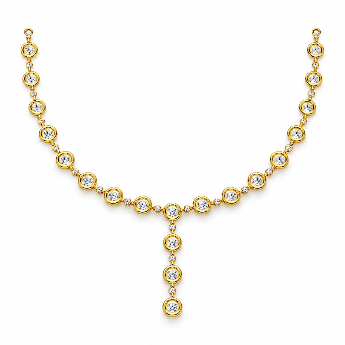 Bezel Solitaire Y-Drop Necklace - front view