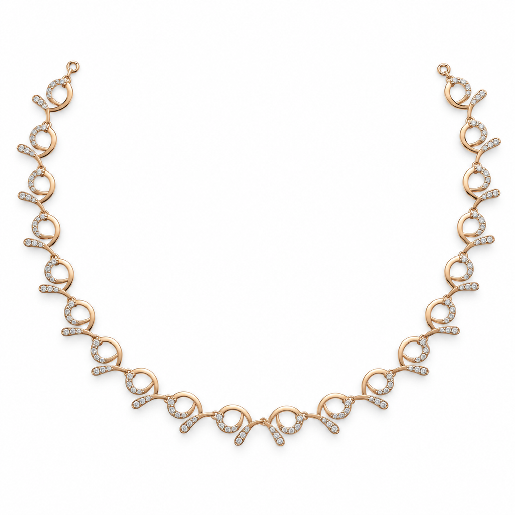 Swirl Loop Diamond Necklace - front view