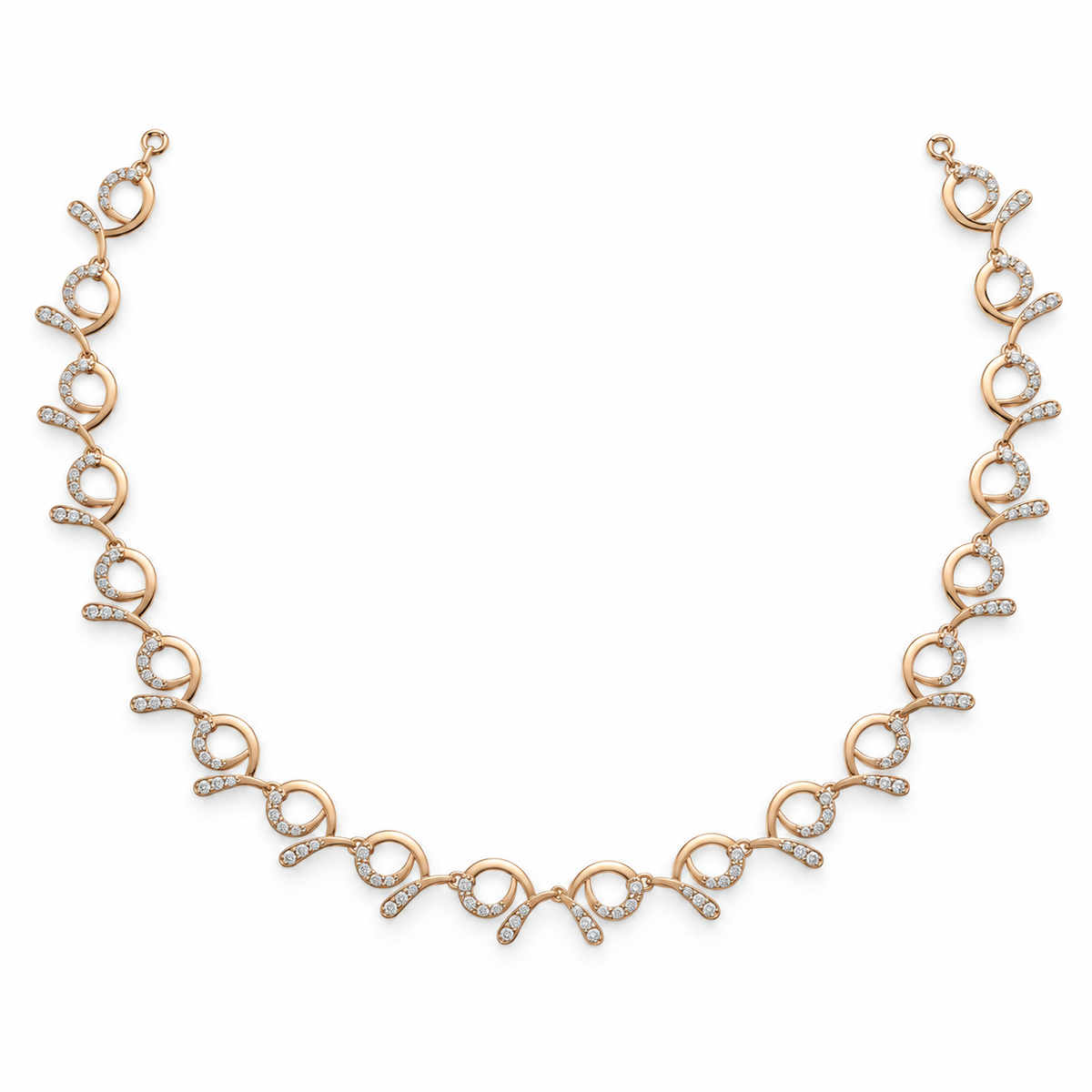 Swirl Loop Diamond Necklace - front view
