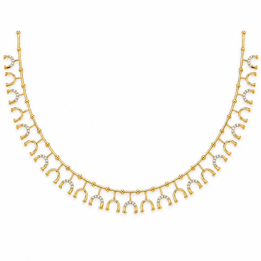 Horseshoe Fringe Diamond Necklace - front view
