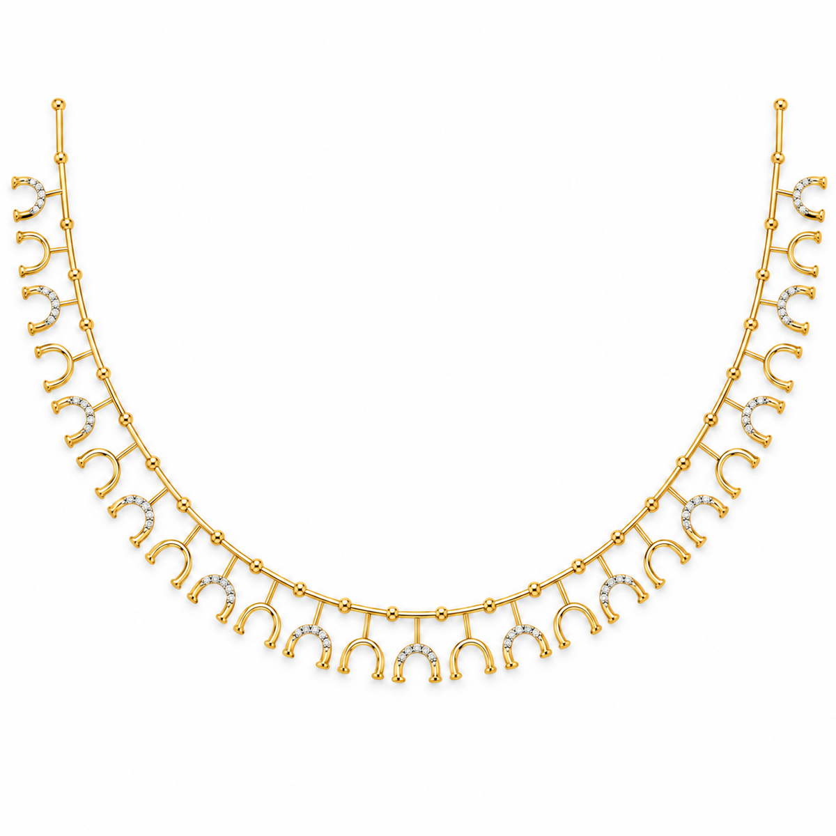 Horseshoe Fringe Diamond Necklace - front view