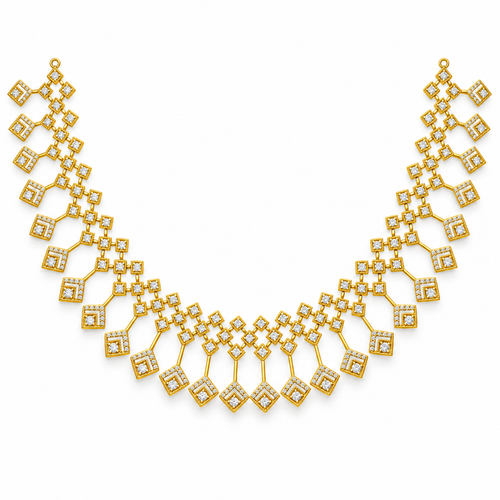 Cascading Square Diamond Necklace - front view