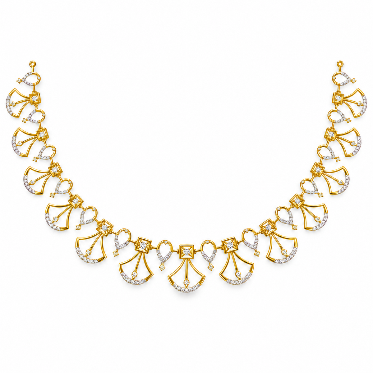 Fan Heart Diamond Necklace - front view