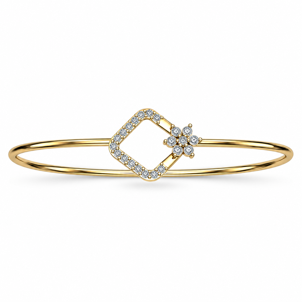Floral Open-Square Diamond Bangle - product view