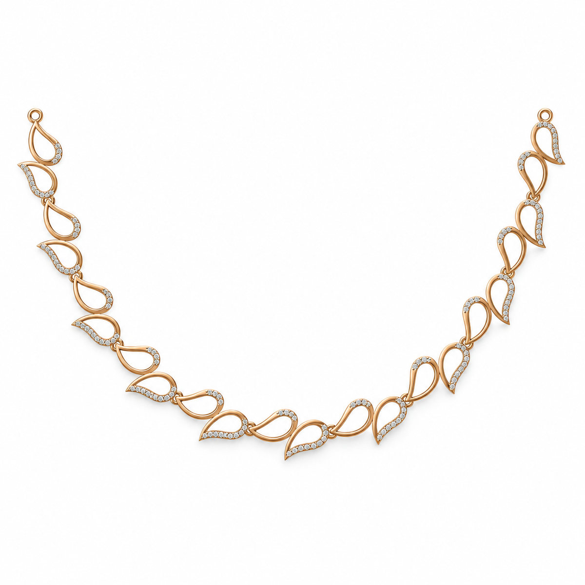 Sculpted Teardrop Vine Diamond Necklace - front view