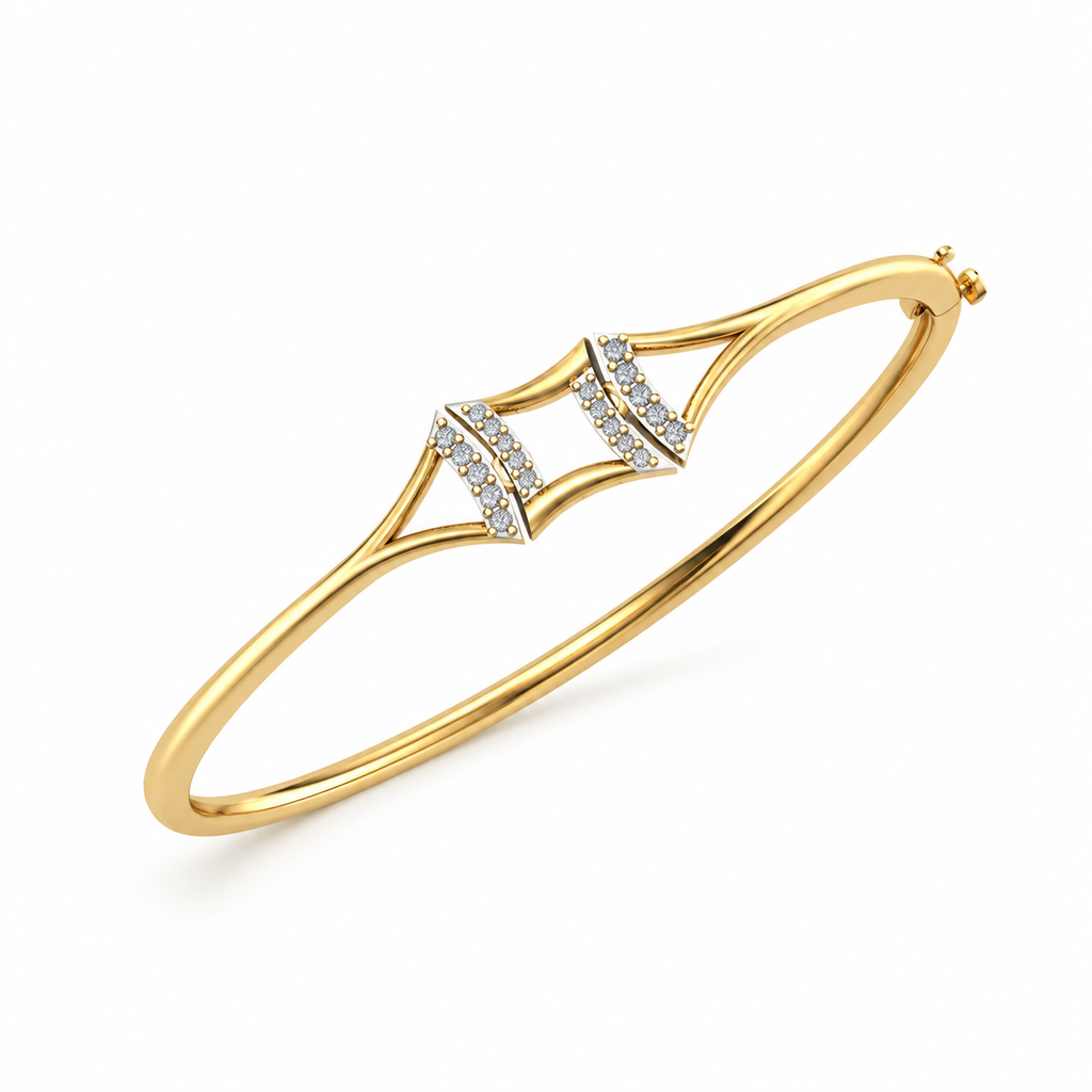 Twin Arc Diamond Bangle - angled product view