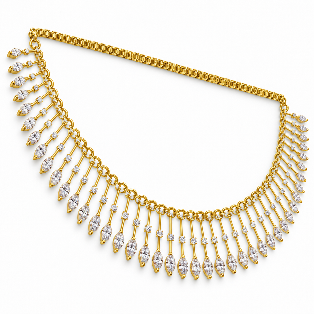 Marquise Tassel Diamond Necklace - angled view
