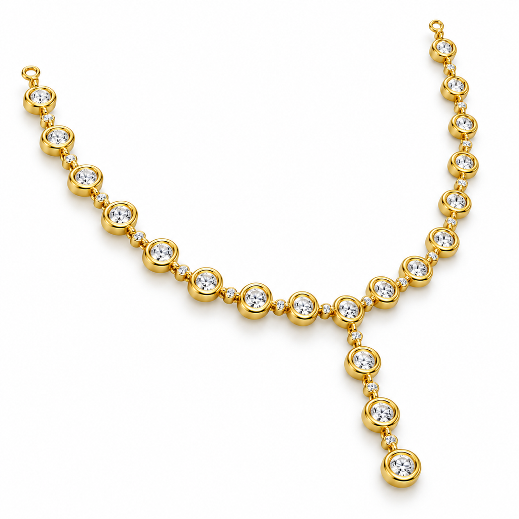 Bezel Solitaire Y-Drop Necklace - angled view