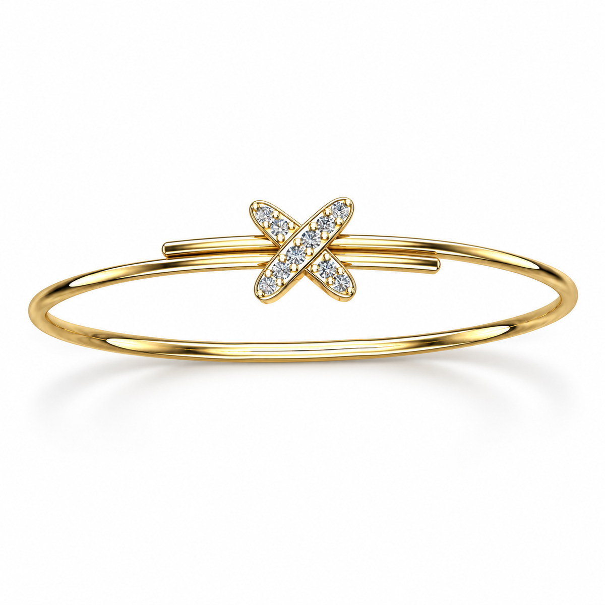 Crossover Diamond Ribbon Bangle - angled product view