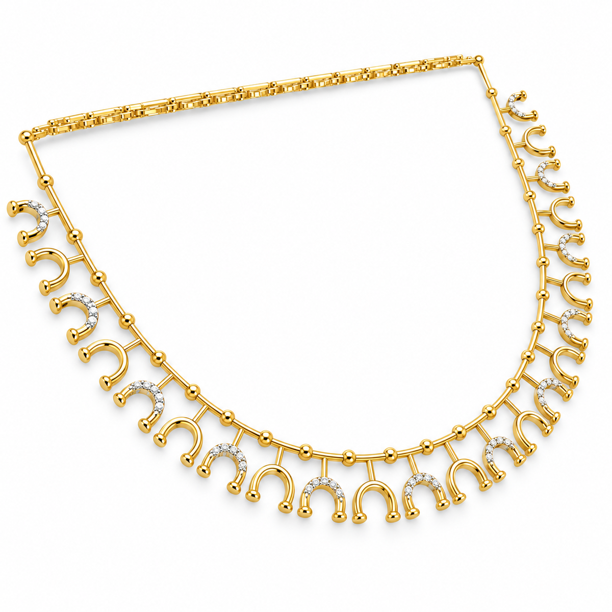 Horseshoe Fringe Diamond Necklace - angled view