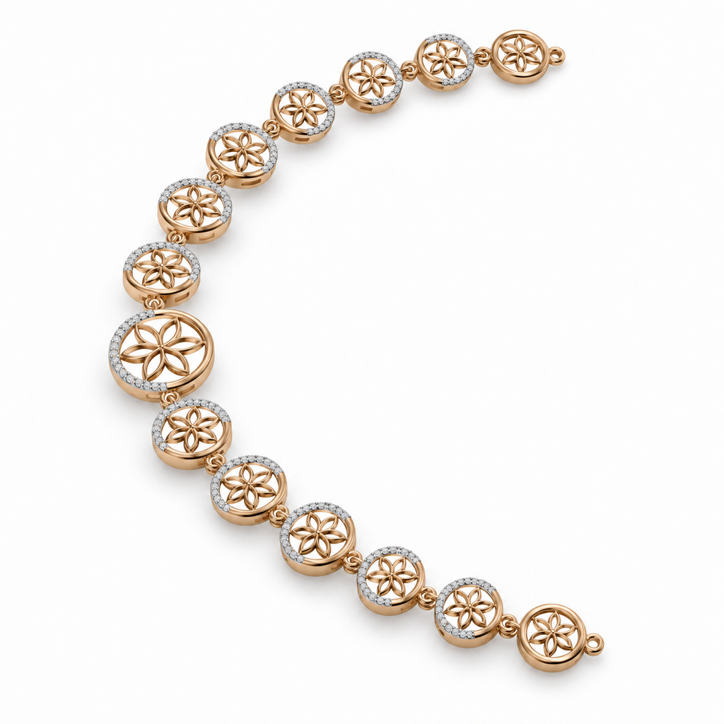 Floral Medallion Diamond Necklace - angled view