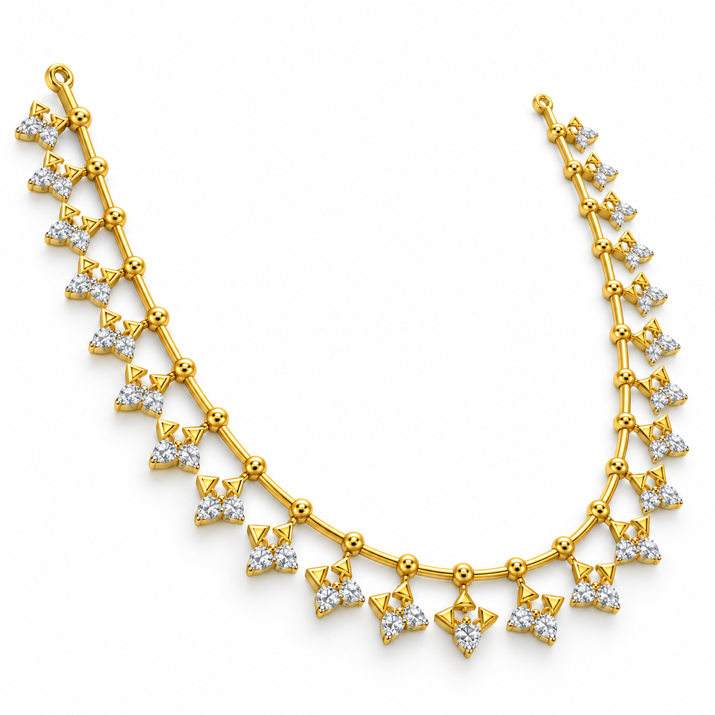 Butterfly Drop Diamond Necklace - angled view