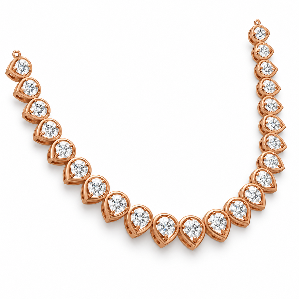 Teardrop Solitaire Tennis Necklace - angled view