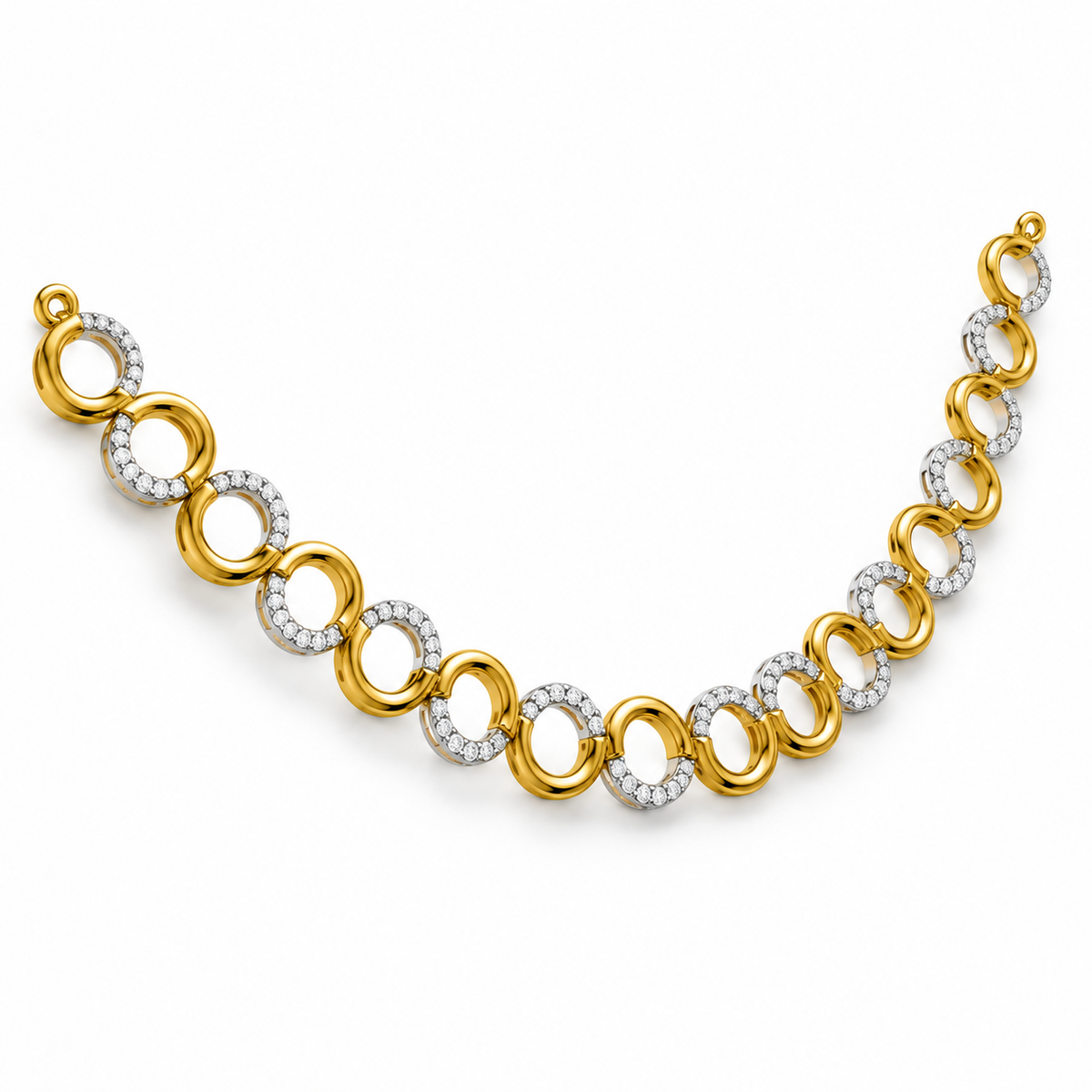 Alternating Circle Diamond Necklace - angled view