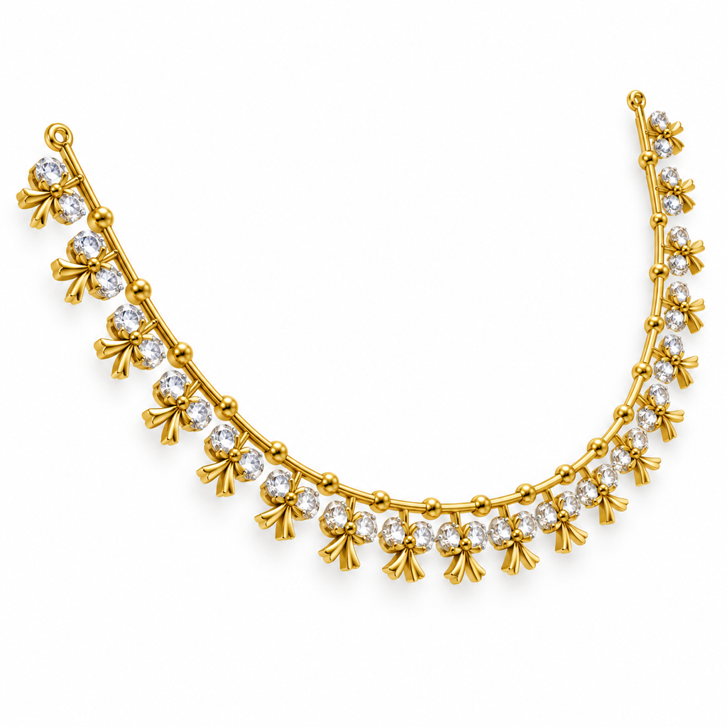 Bow Blossom Diamond Necklace - angled view