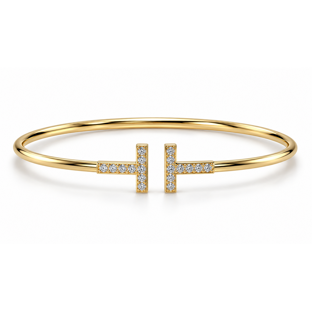 Parallel Bar Diamond Bangle - angled product view