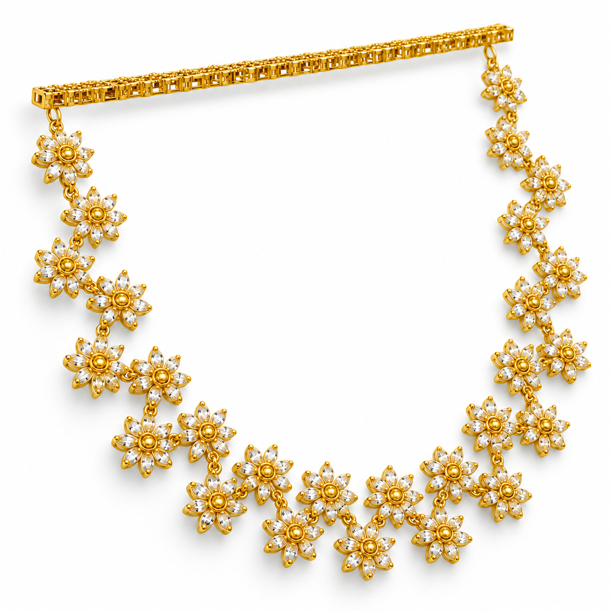 Golden Daisy Garland Necklace Set - angled view