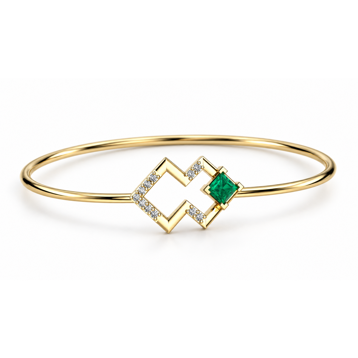 Verdant Double-Diamond Bangle - angled product view