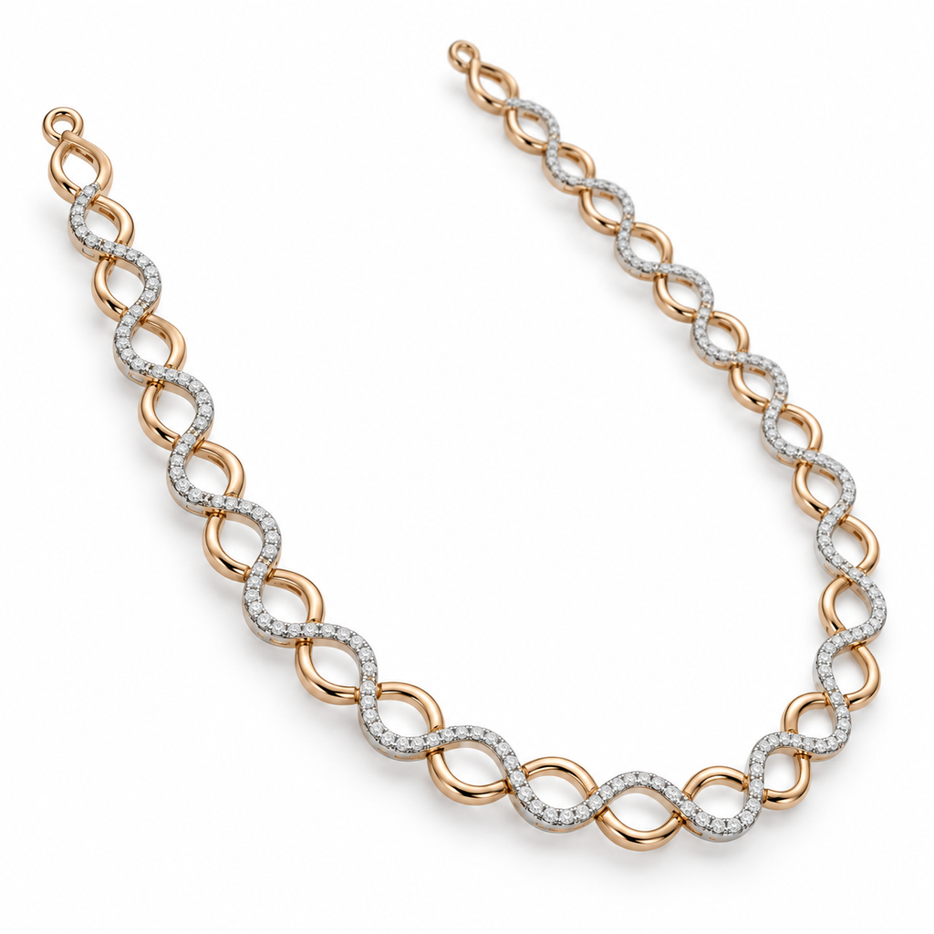 Infinity Twist Diamond Necklace - angled view