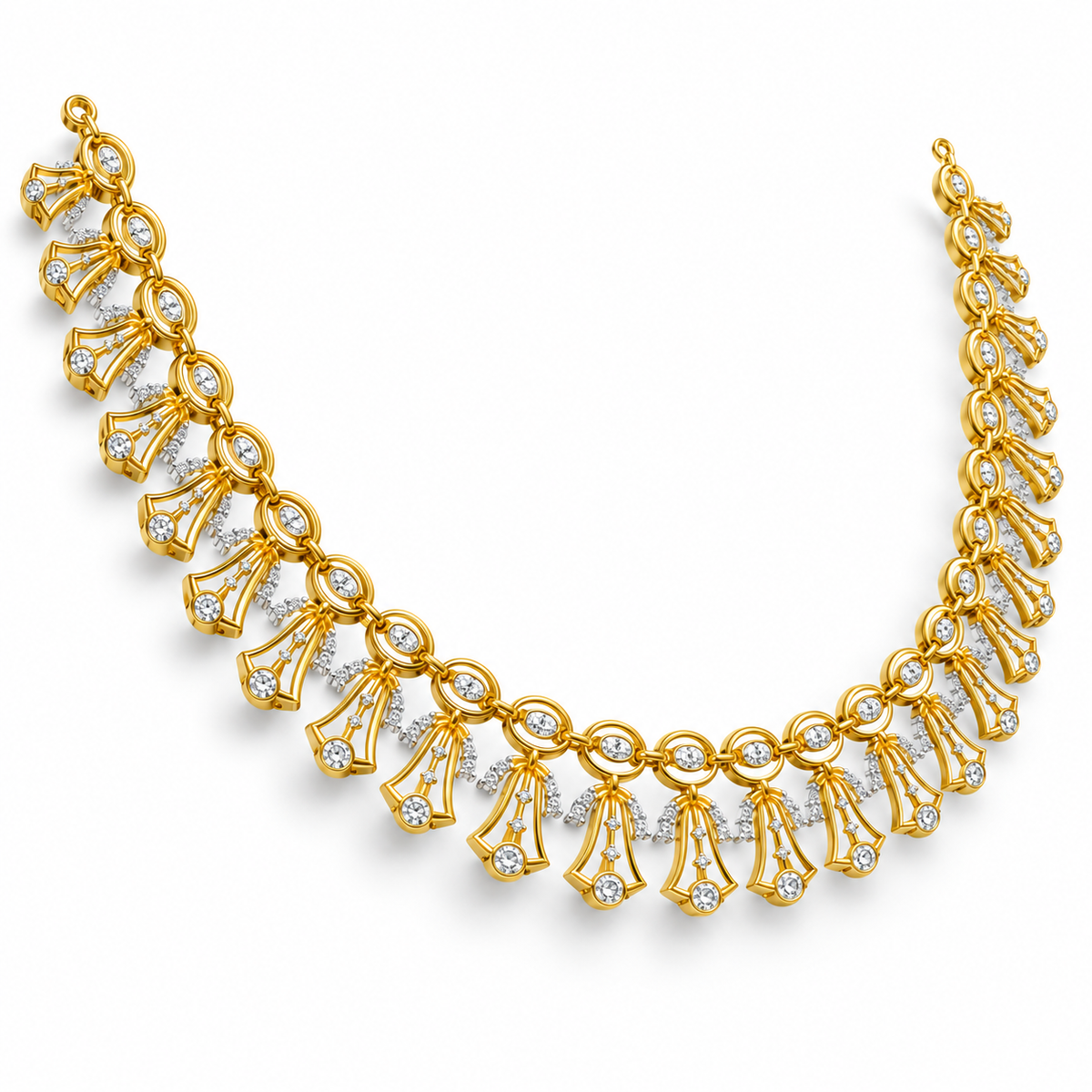 Bellflower Fringe Diamond Necklace - angled view