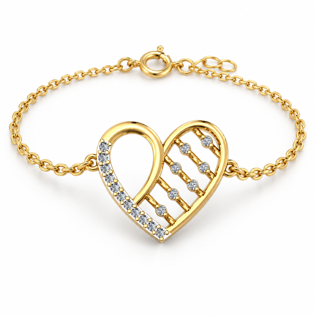 Open Heart Lattice Diamond Bracelet - angled product view