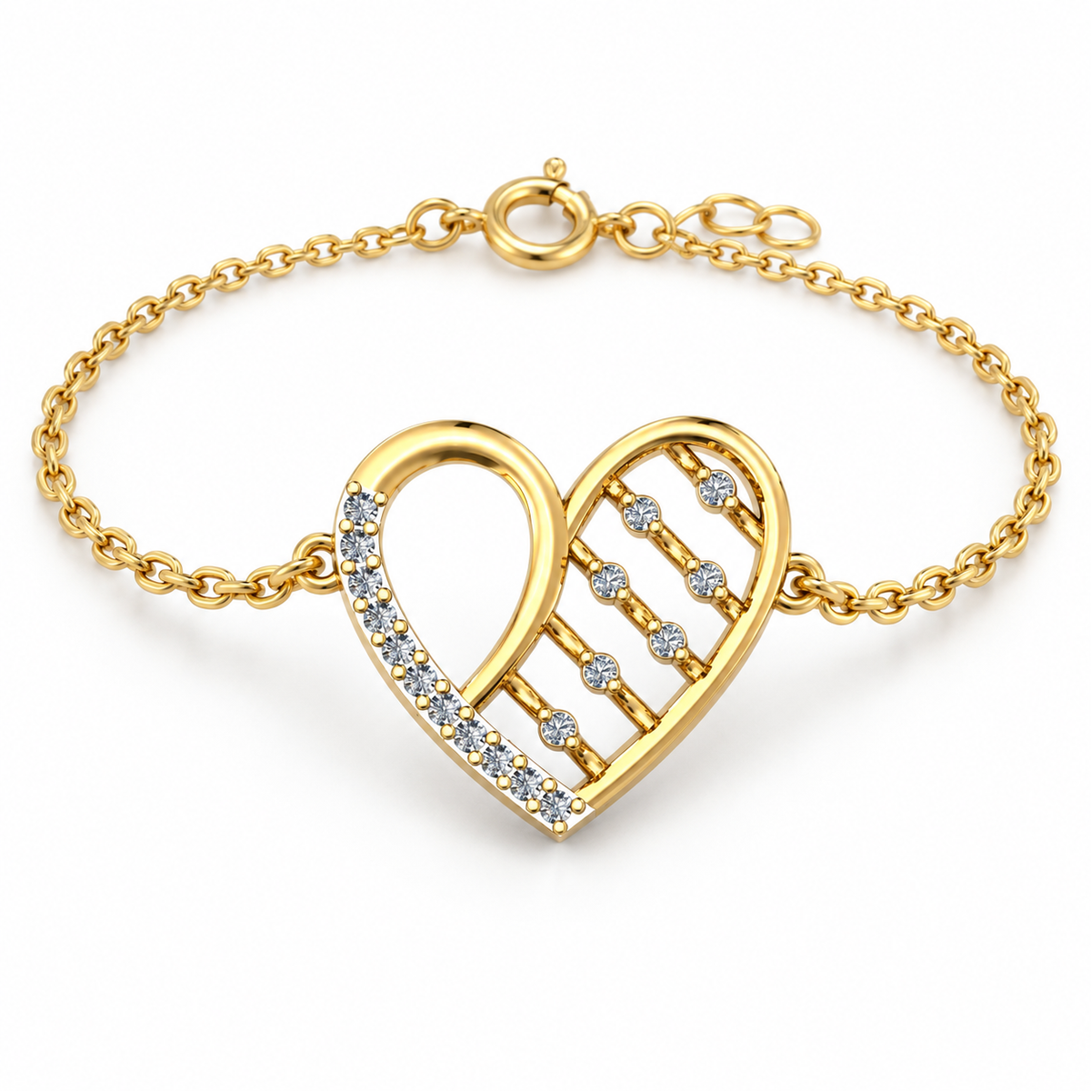 Open Heart Lattice Diamond Bracelet - angled product view