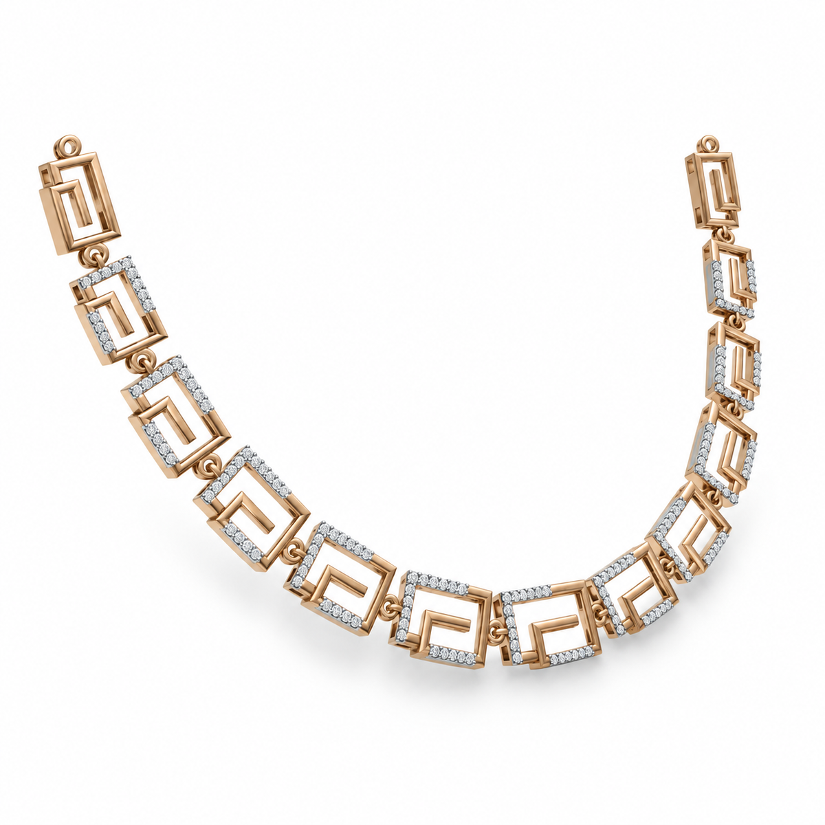 Art Deco Maze Diamond Necklace - angled view