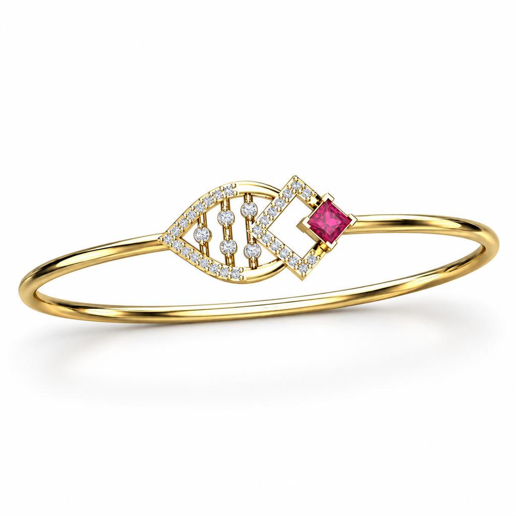 Blush Geometric Lattice Bangle - angled product view