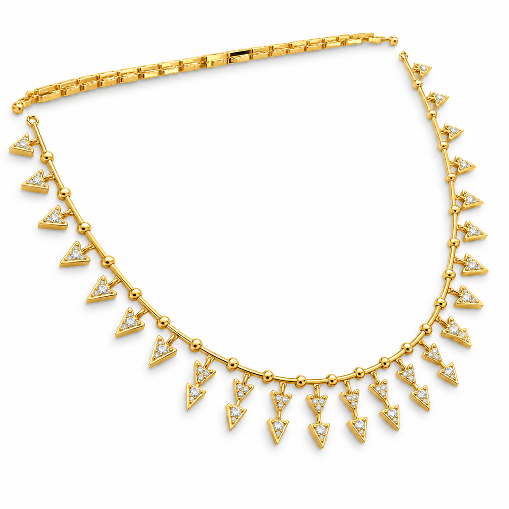Triangle Charm Diamond Necklace - angled view