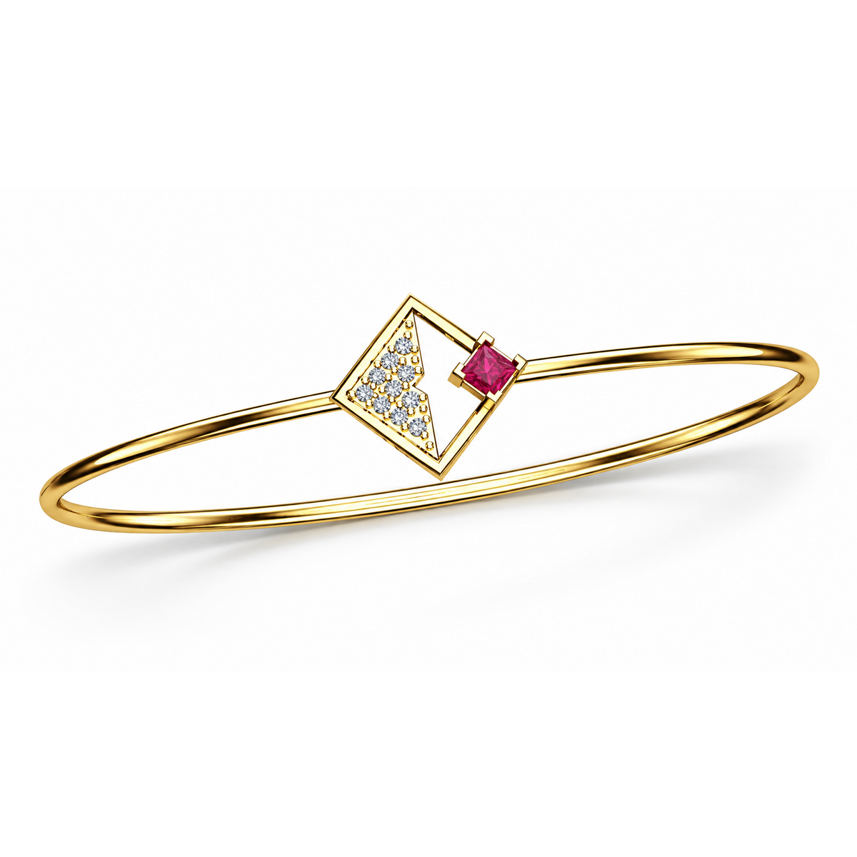 Blush Diamond Kite Bangle - angled product view