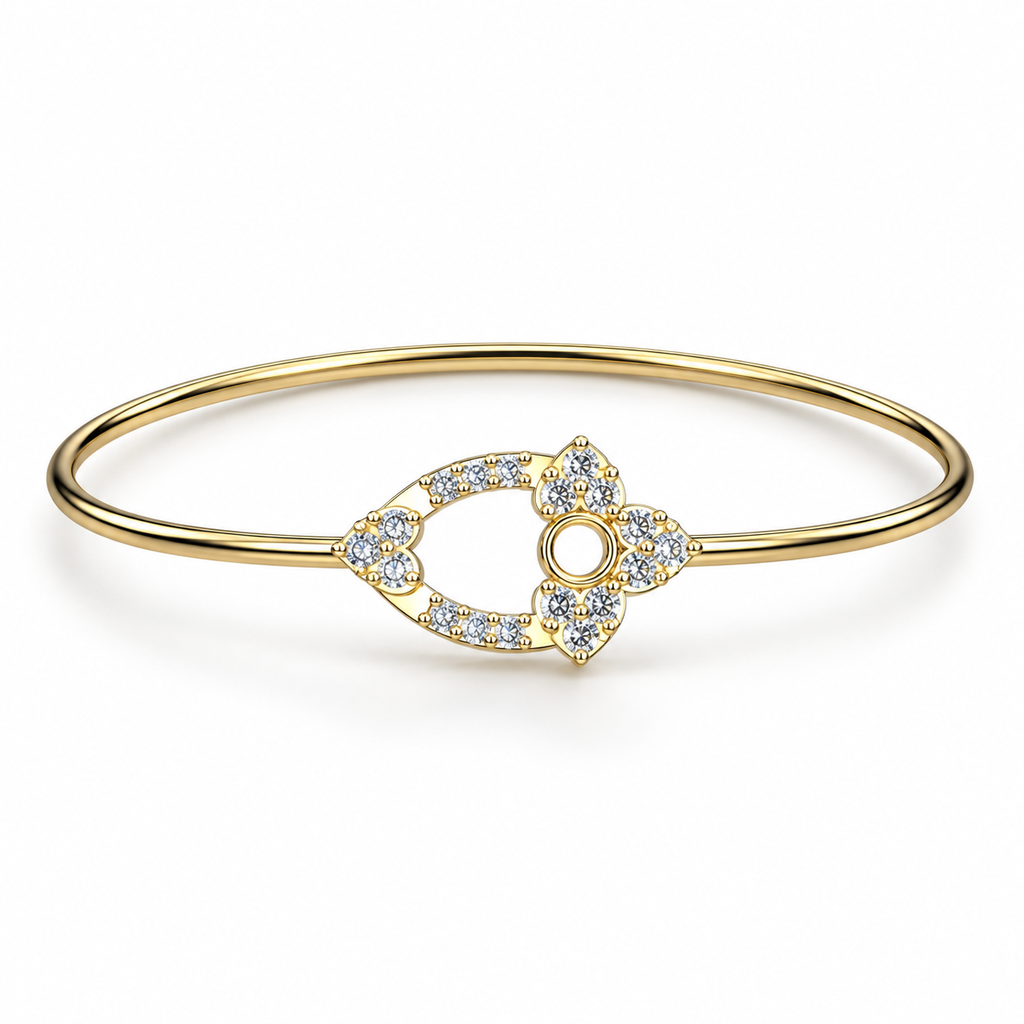 Floral Orbit Diamond Bangle - angled product view