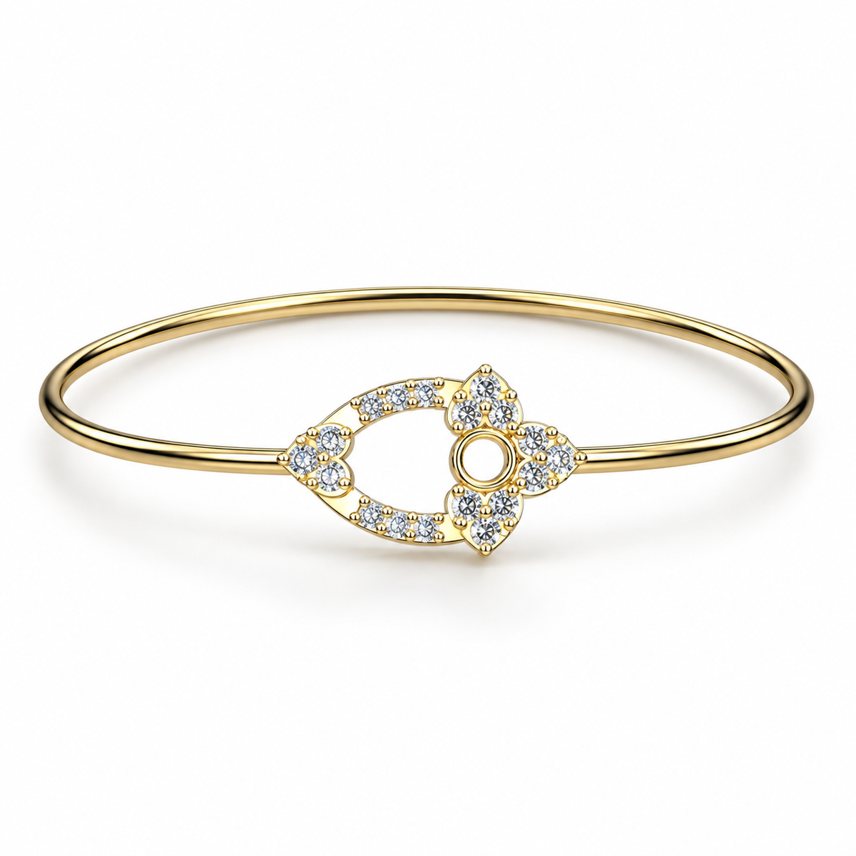 Floral Orbit Diamond Bangle - angled product view