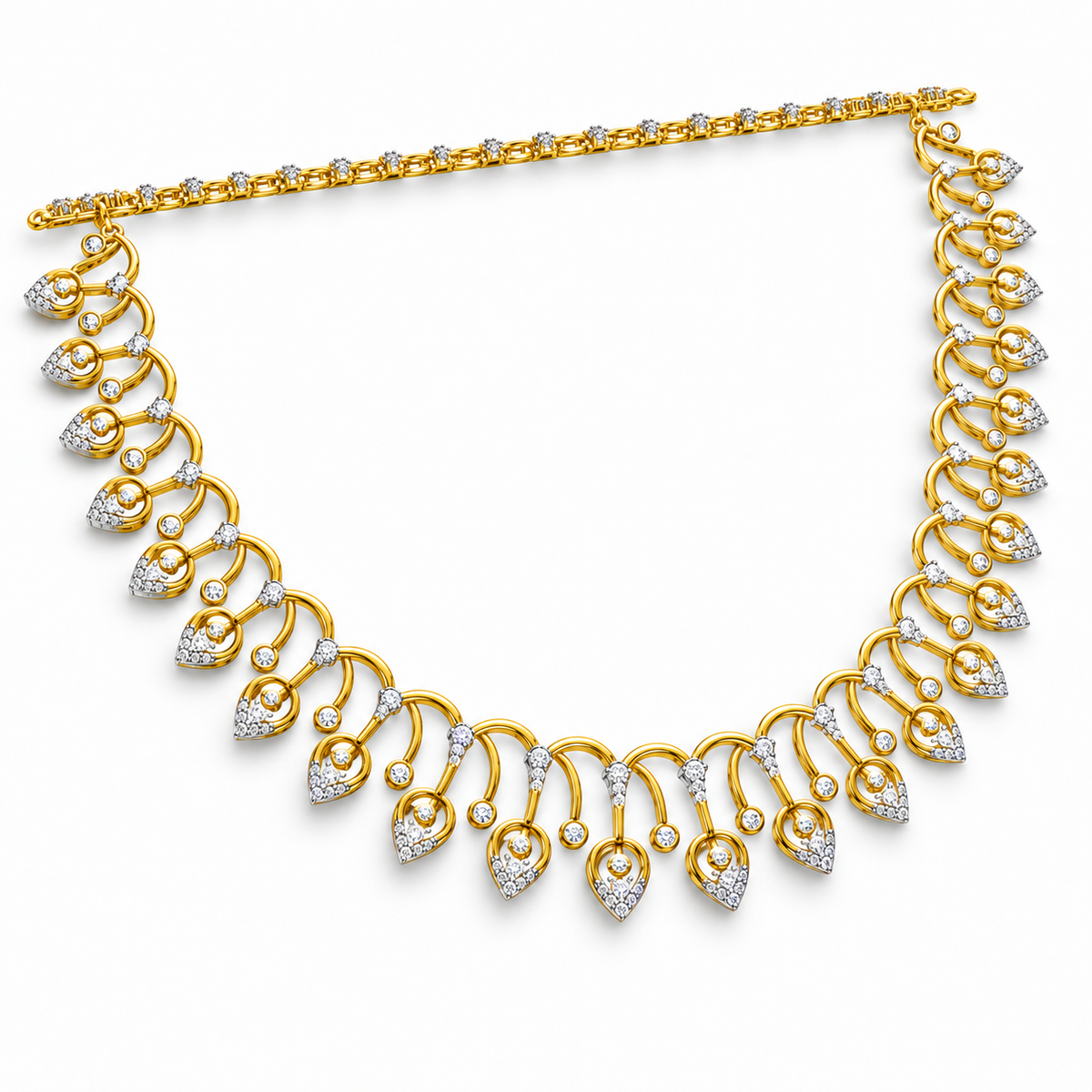 Peacock Teardrop Diamond Necklace - angled view