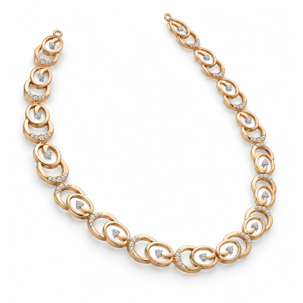 Floating Heart Loop Diamond Necklace - angled view