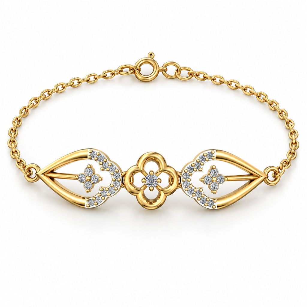 Floral Teardrop Diamond Bracelet - angled product view