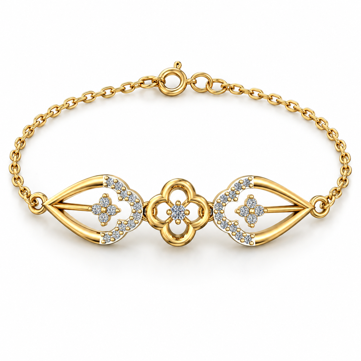 Floral Teardrop Diamond Bracelet - angled product view