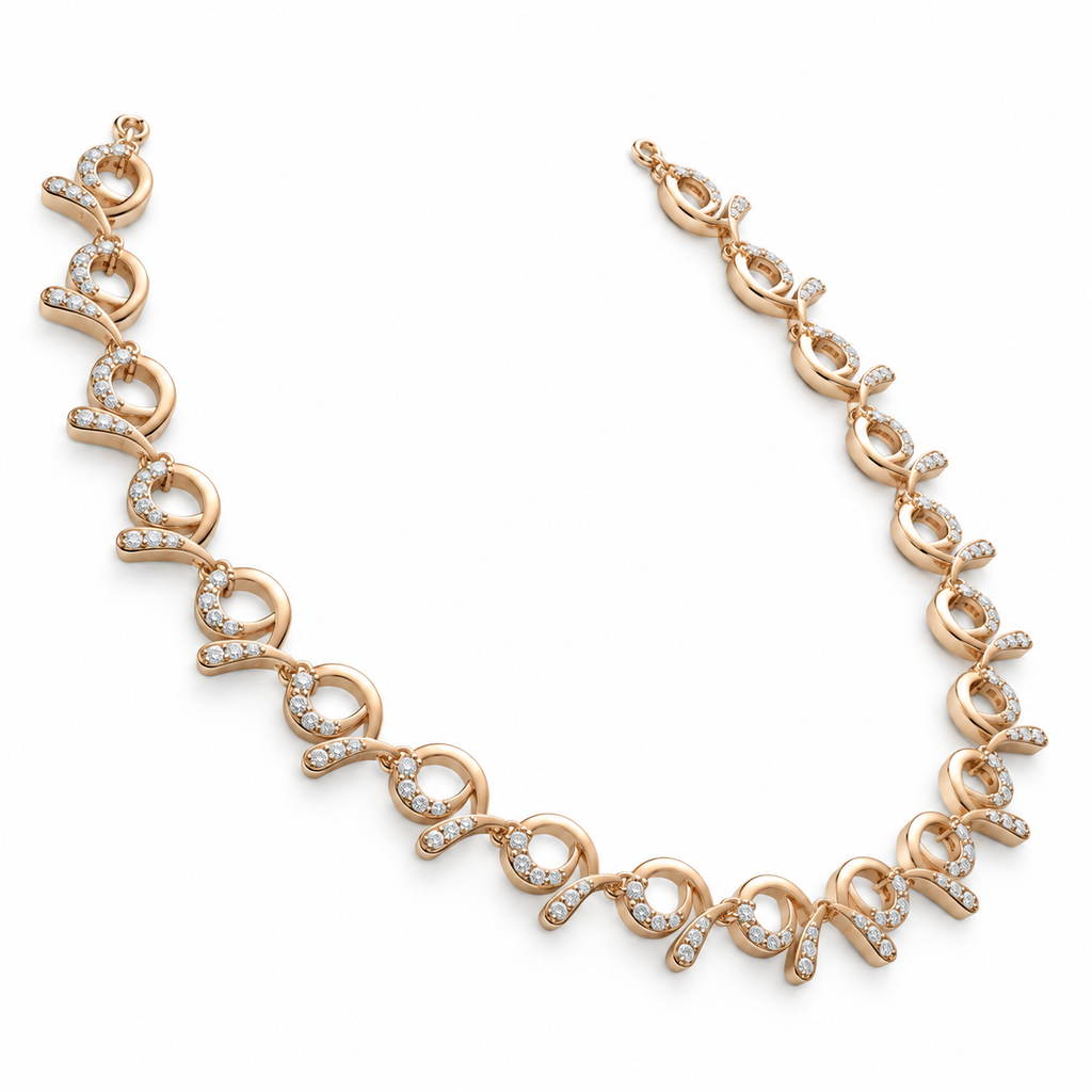 Swirl Loop Diamond Necklace - angled view