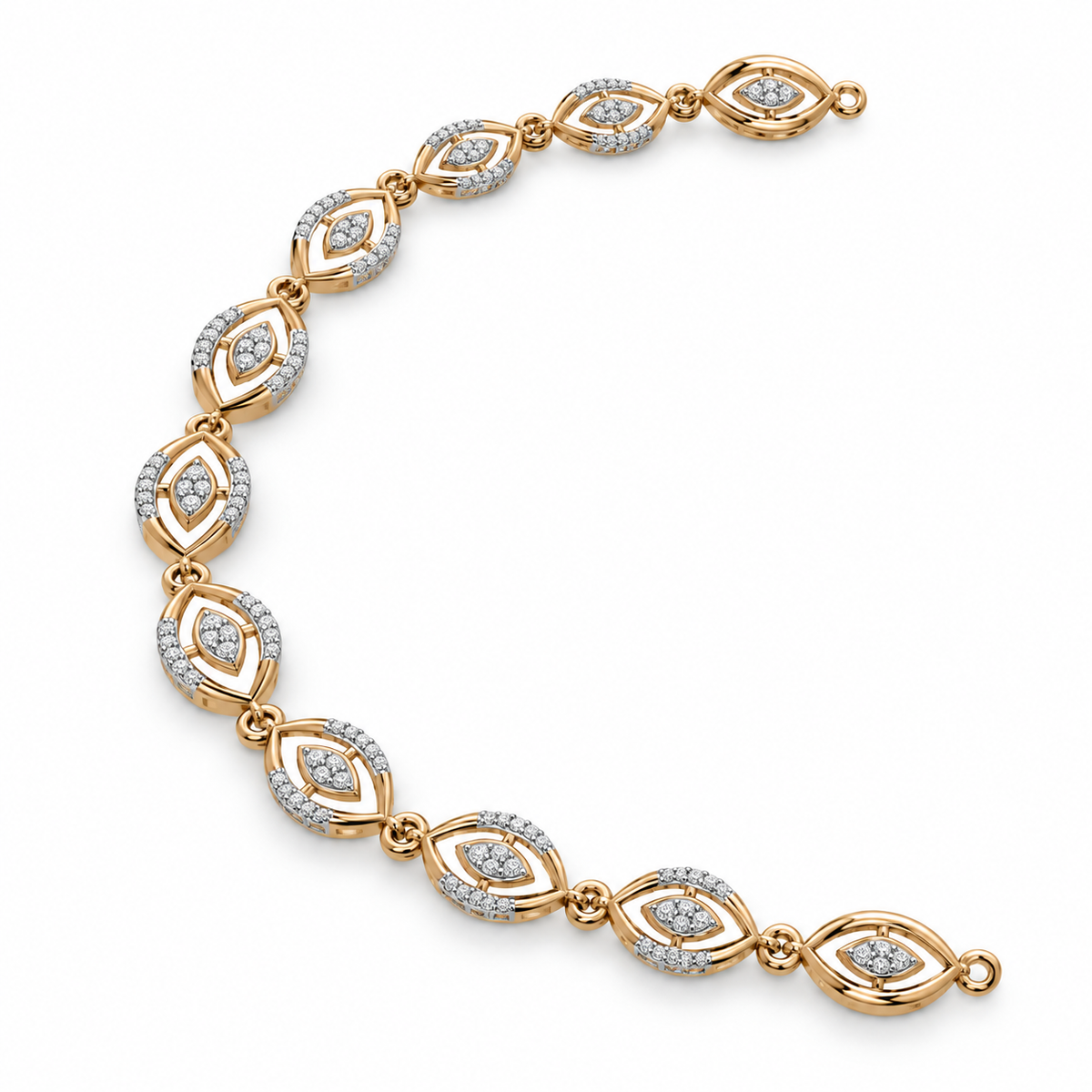 Marquise Eye Diamond Link Necklace - angled view