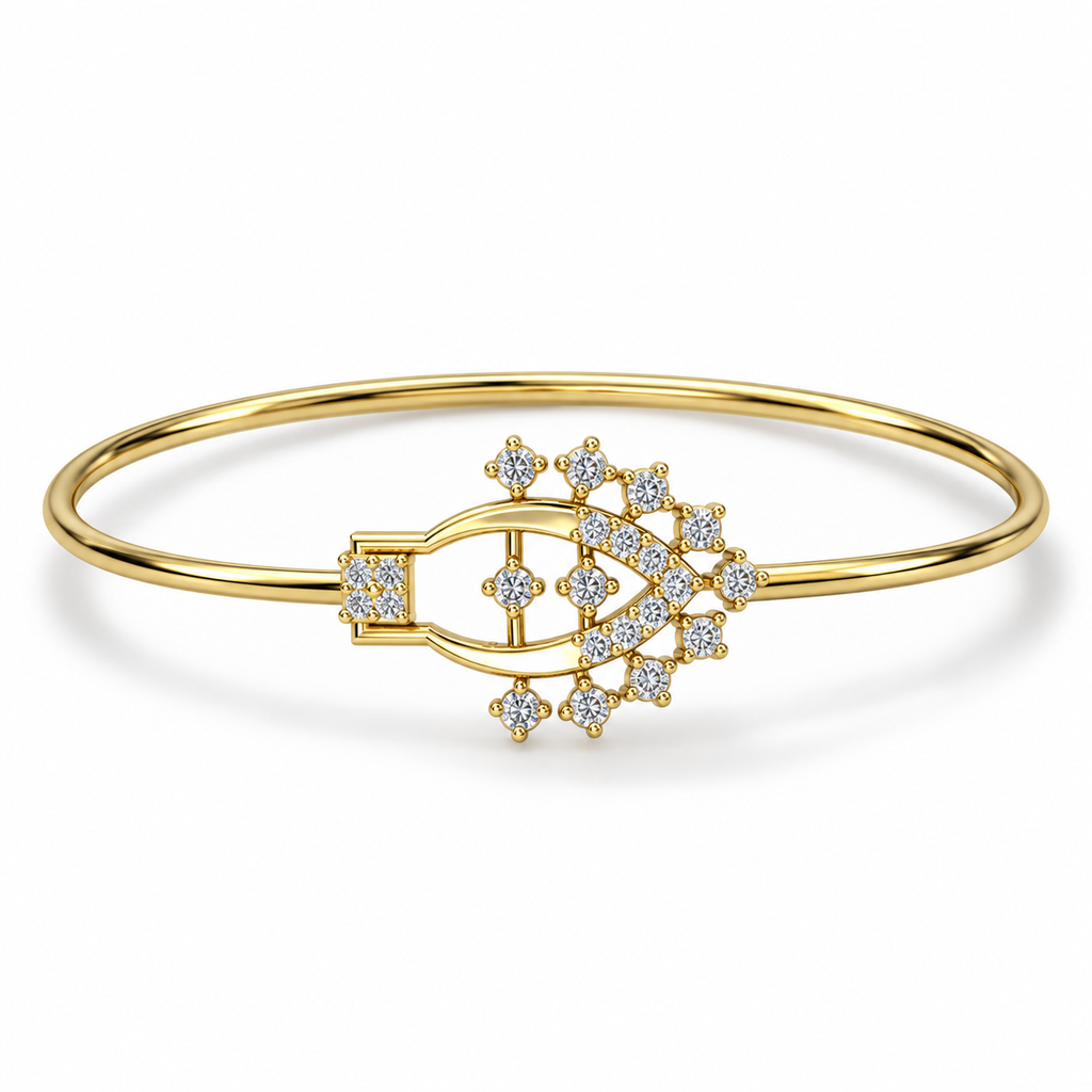 Celestial Fan Diamond Bangle - angled product view