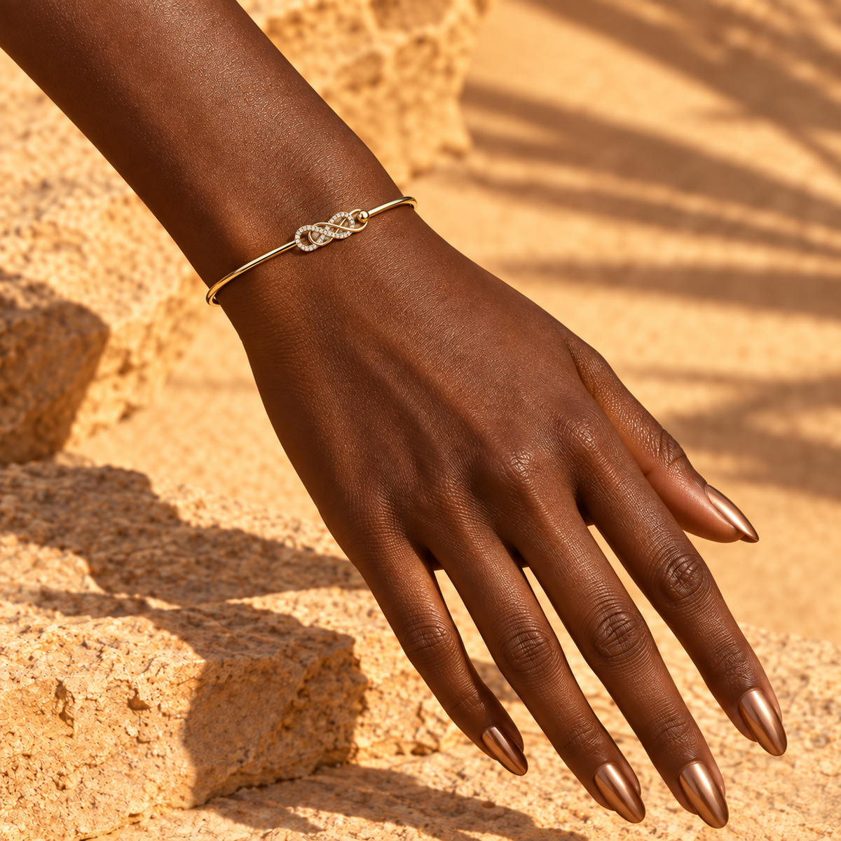 Triple Infinity Diamond Bangle - worn view 1