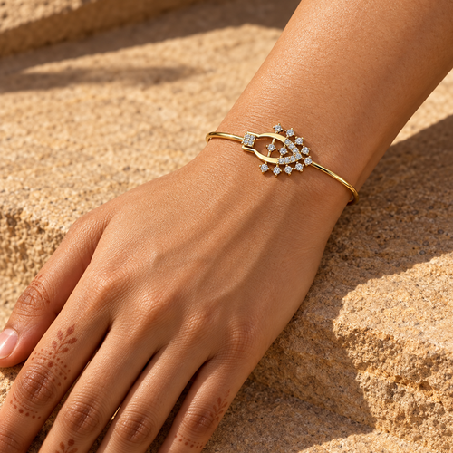 Celestial Fan Diamond Bangle - worn view 1