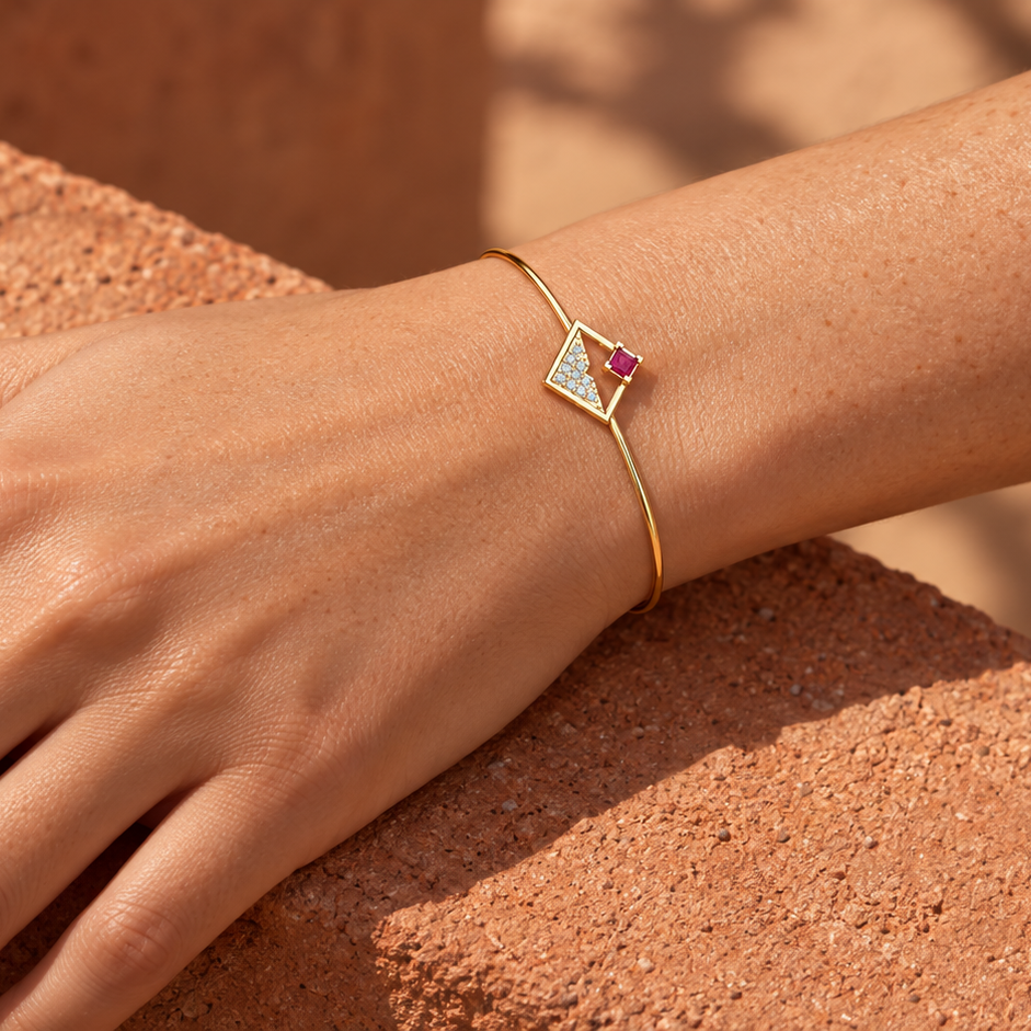 Blush Diamond Kite Bangle - worn view 1